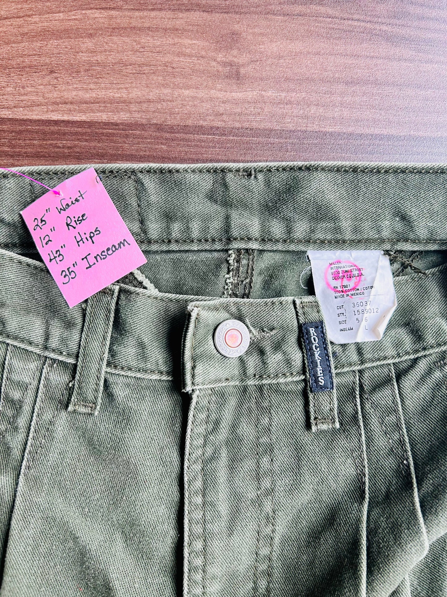 Rockies Bareback Jeans Hunter Green Size 25x35