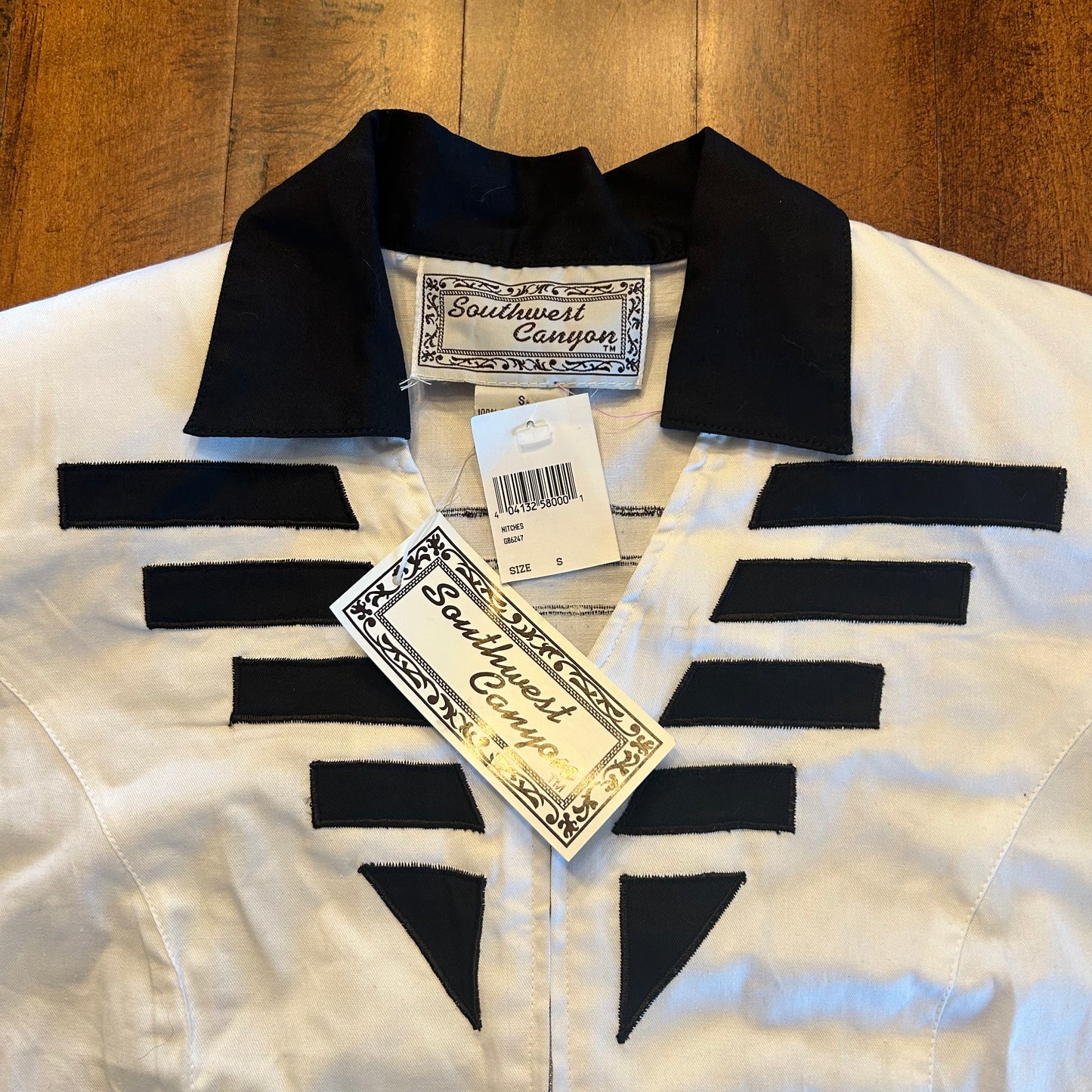 Vintage Southwest Canyon Short Sleeve Zip Up with Shoulder Pads Size S