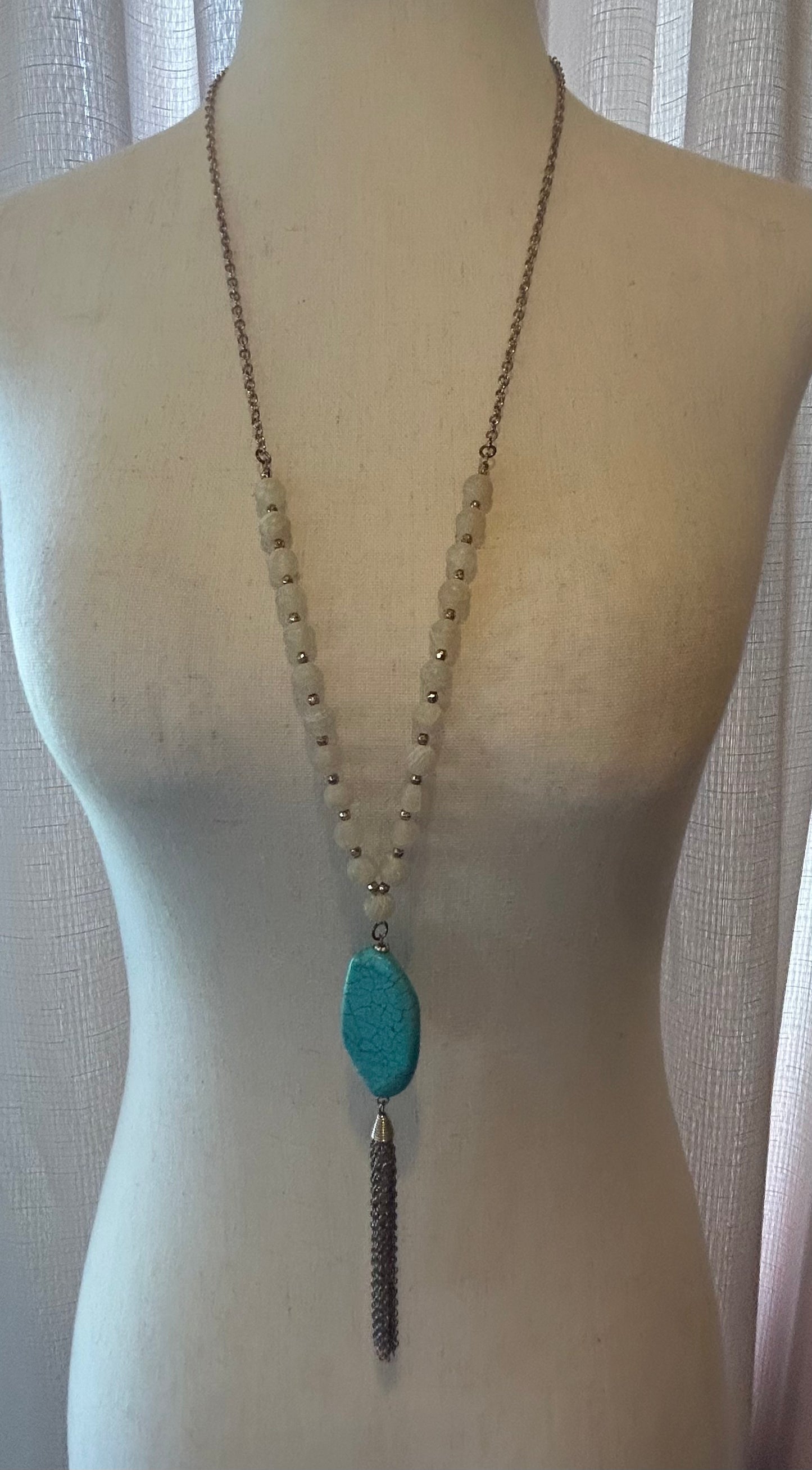 Turquoise & Gold Necklace with Beads