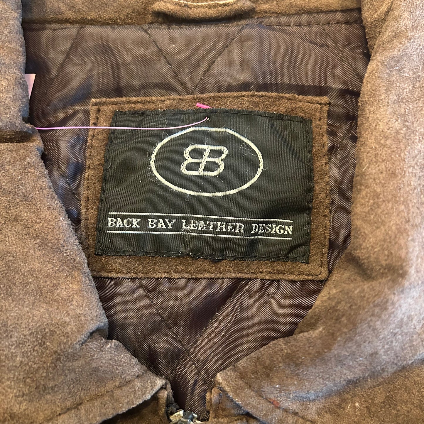 Vintage Back Bay Leather Bomber Jacket Genuine Brown Suede Quilt Lined Size L