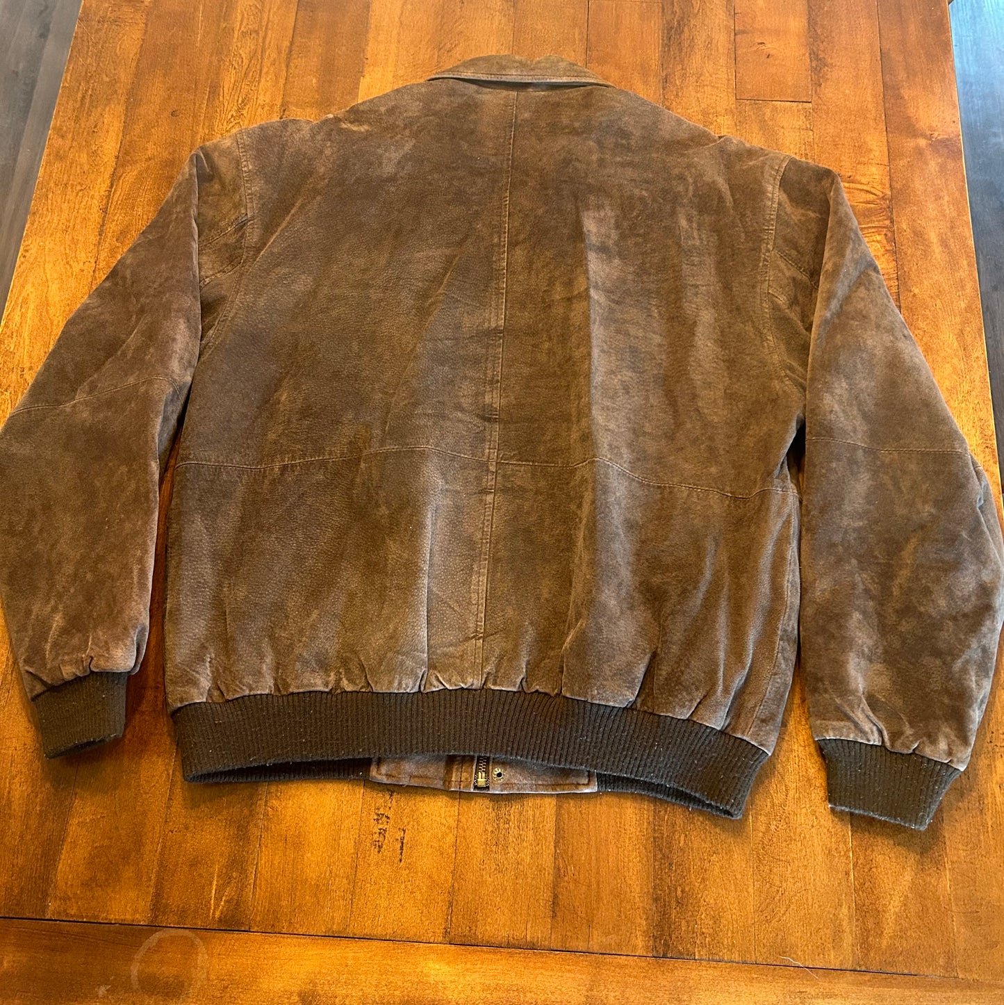 Vintage Back Bay Leather Bomber Jacket Genuine Brown Suede Quilt Lined Size L