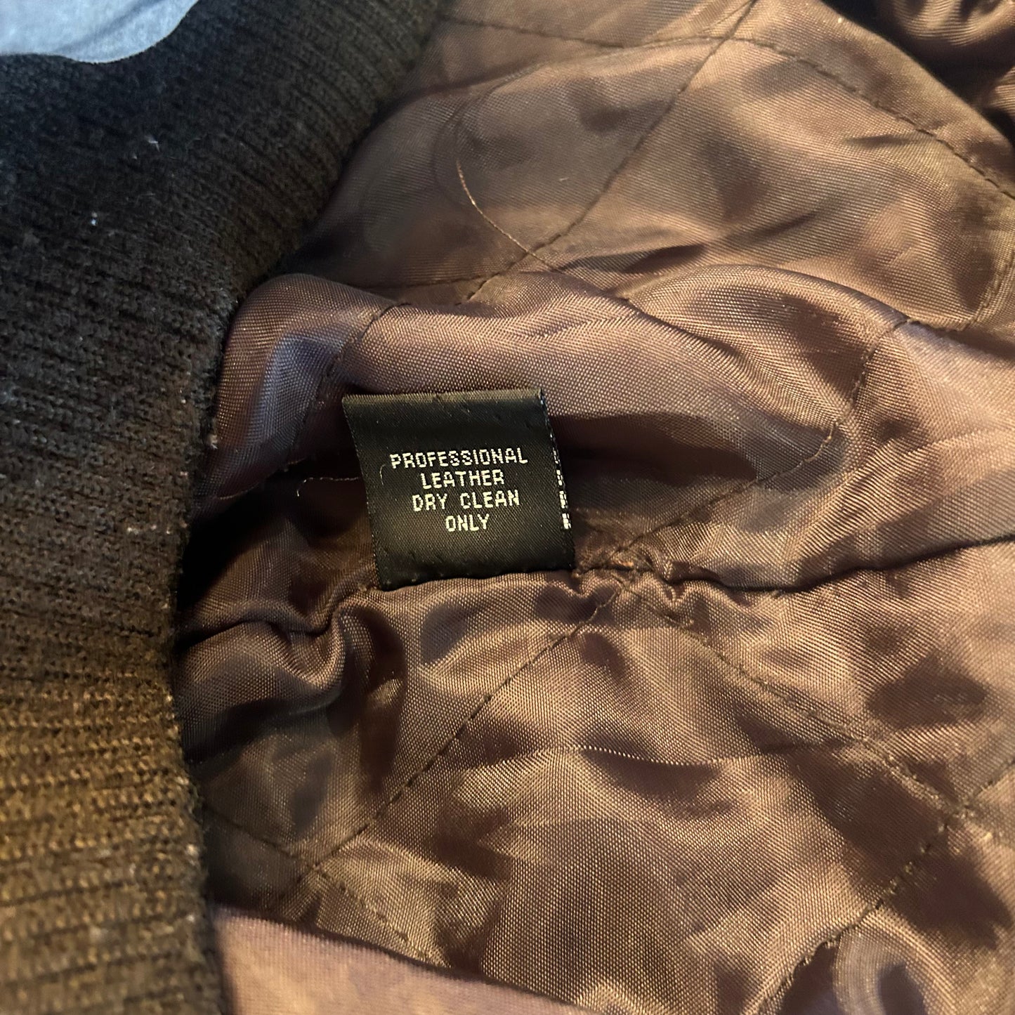 Vintage Back Bay Leather Bomber Jacket Genuine Brown Suede Quilt Lined Size L