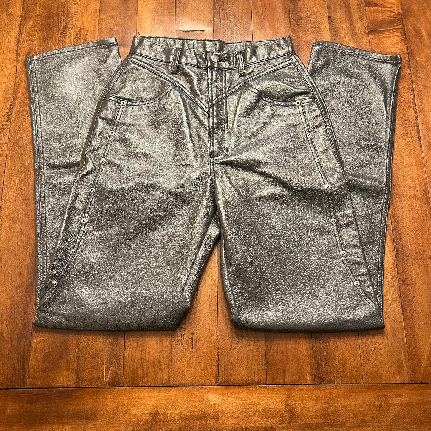 Super Rare Platinum Rockies Pleather Stone Gray Pants Size 26x34