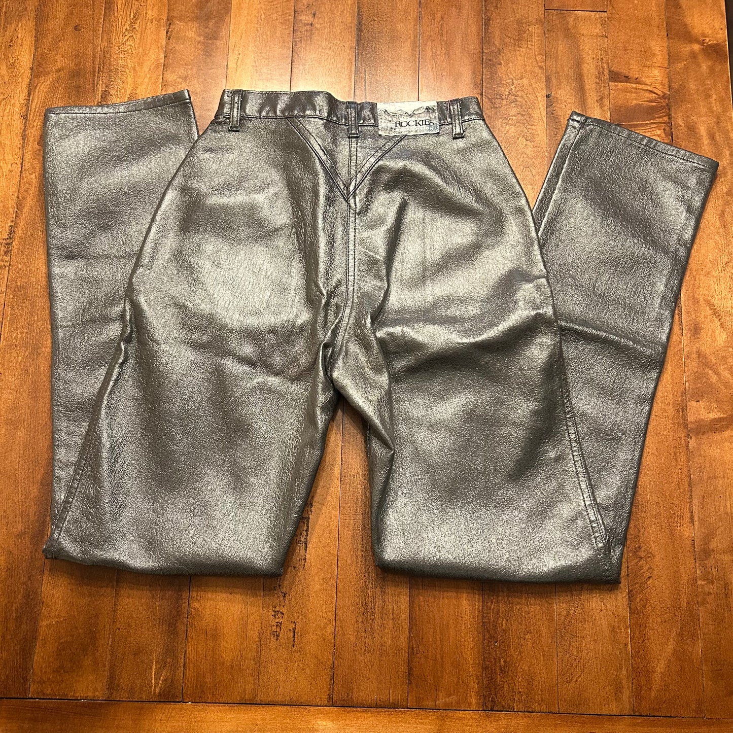 Super Rare Platinum Rockies Pleather Stone Gray Pants Size 26x34