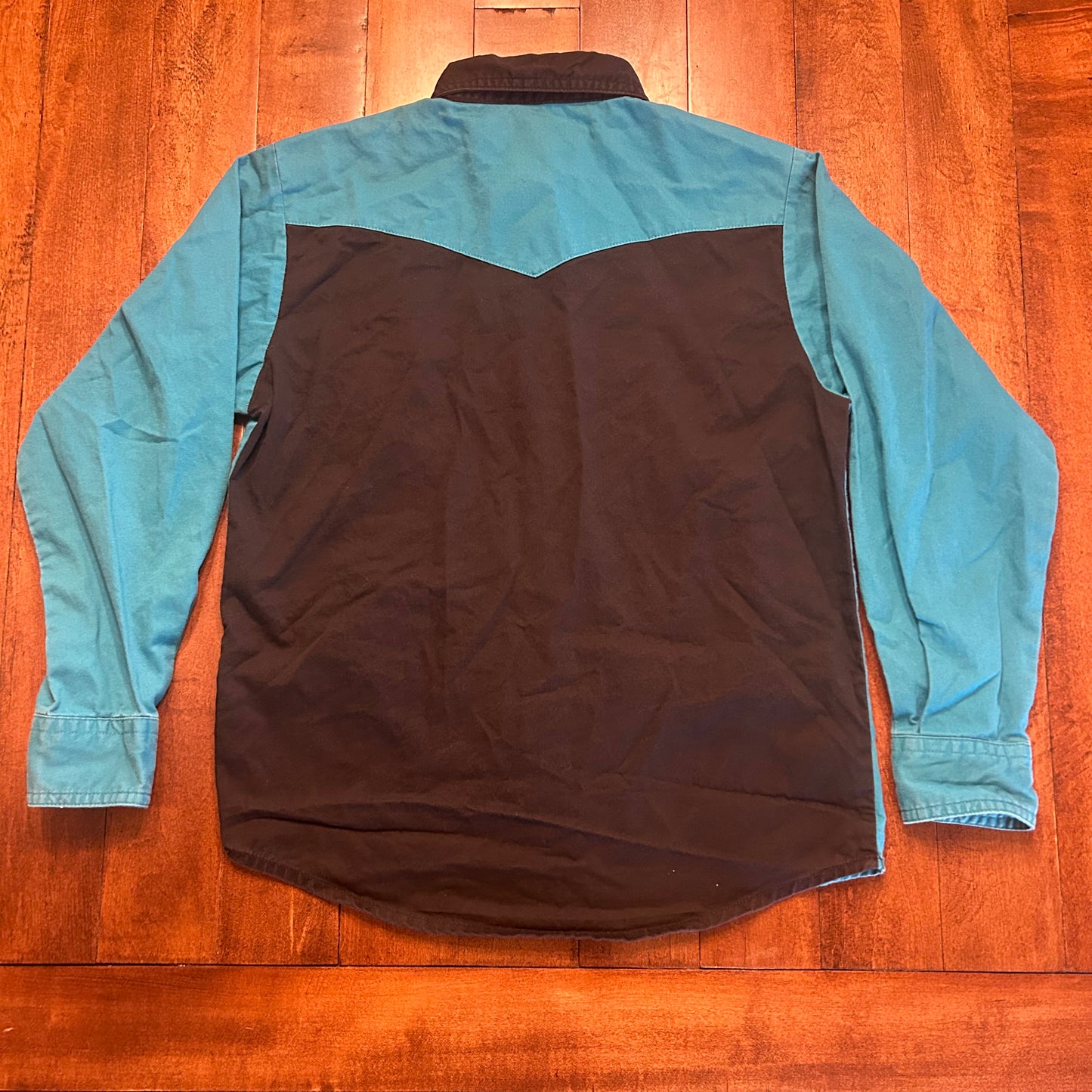 Vintage Wrangler Teal Green Color Block Kids Size L (10-12)