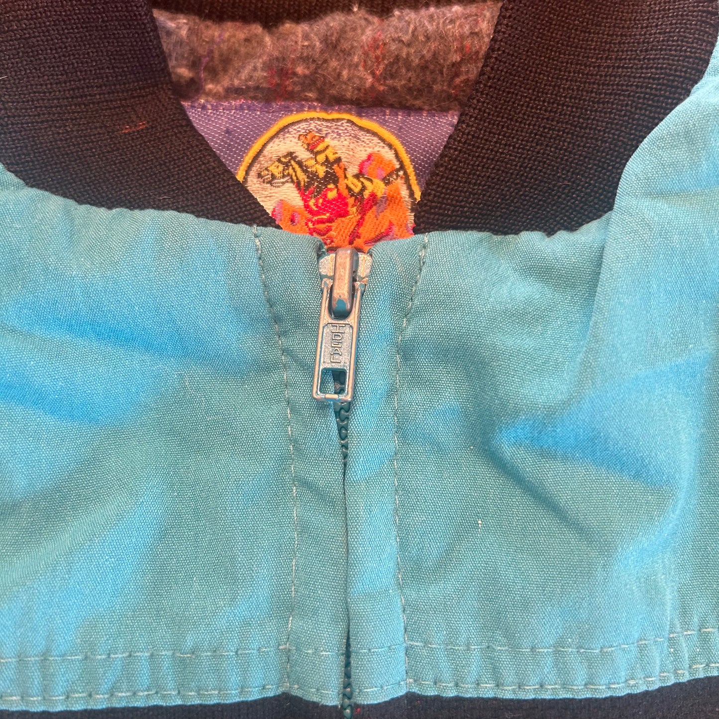 Vintage Express Rider Western Wear Teal Aztec Bomber Jacket Kids Size XL or Ladies Size XS