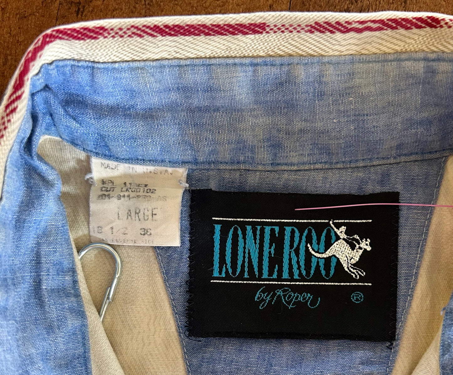 Lone Roo by Roper Button Up Size 16.5-36 (L)