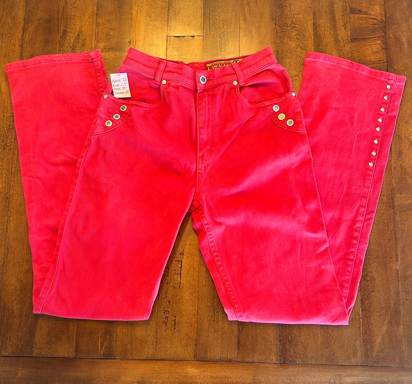 Rare Red Bareback Lawman Jeans 26x33