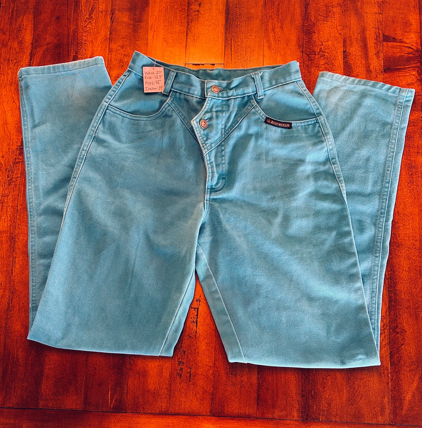 Aqua Blue Rocky Mountain Jeans Size 27x34