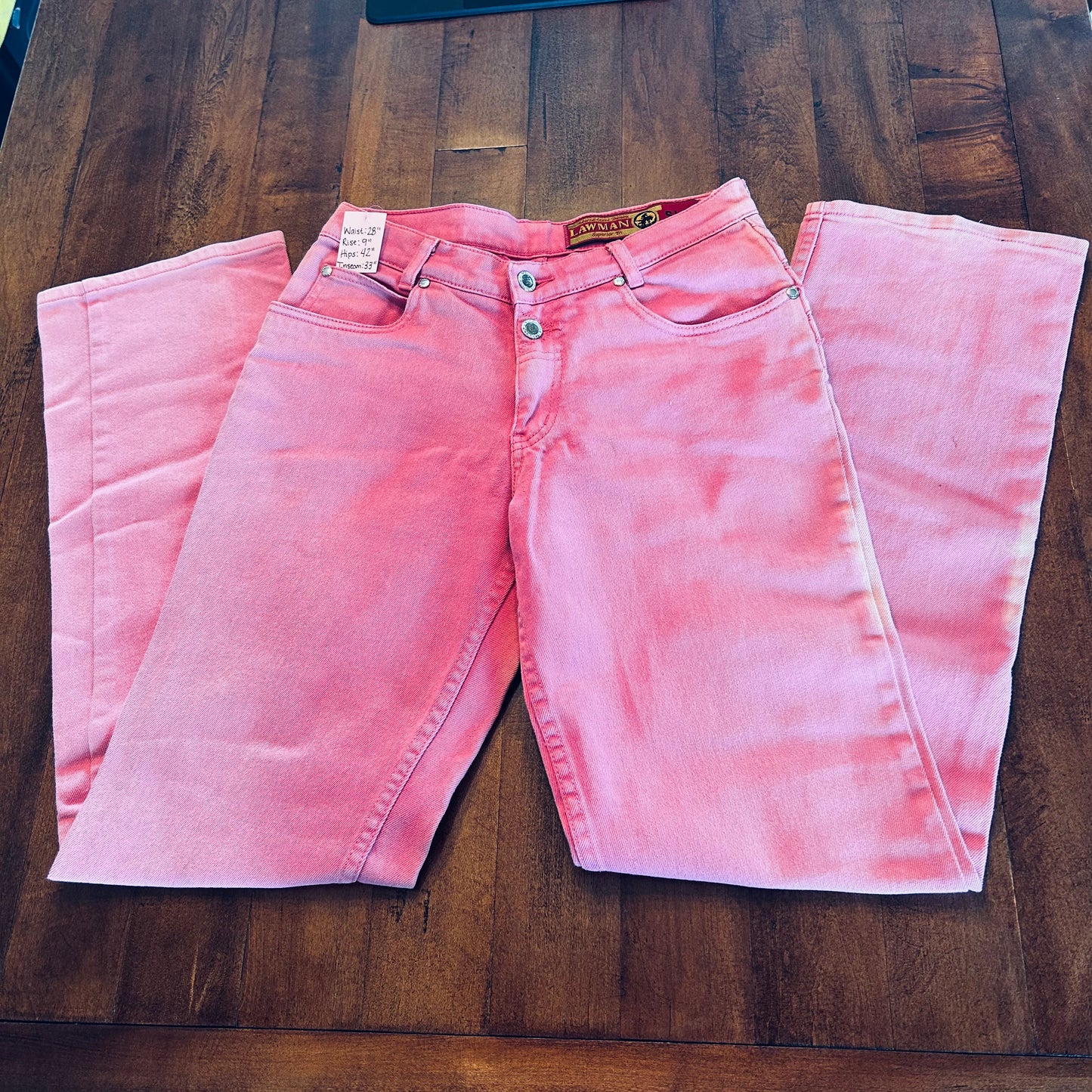 Lawman Bareback Pink Jeans Size 28x33