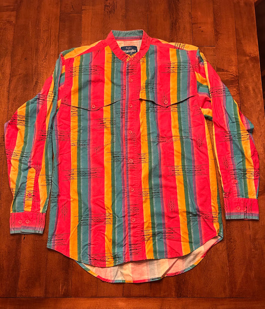 Wrangler Rainbow Aztec Button Up Size M