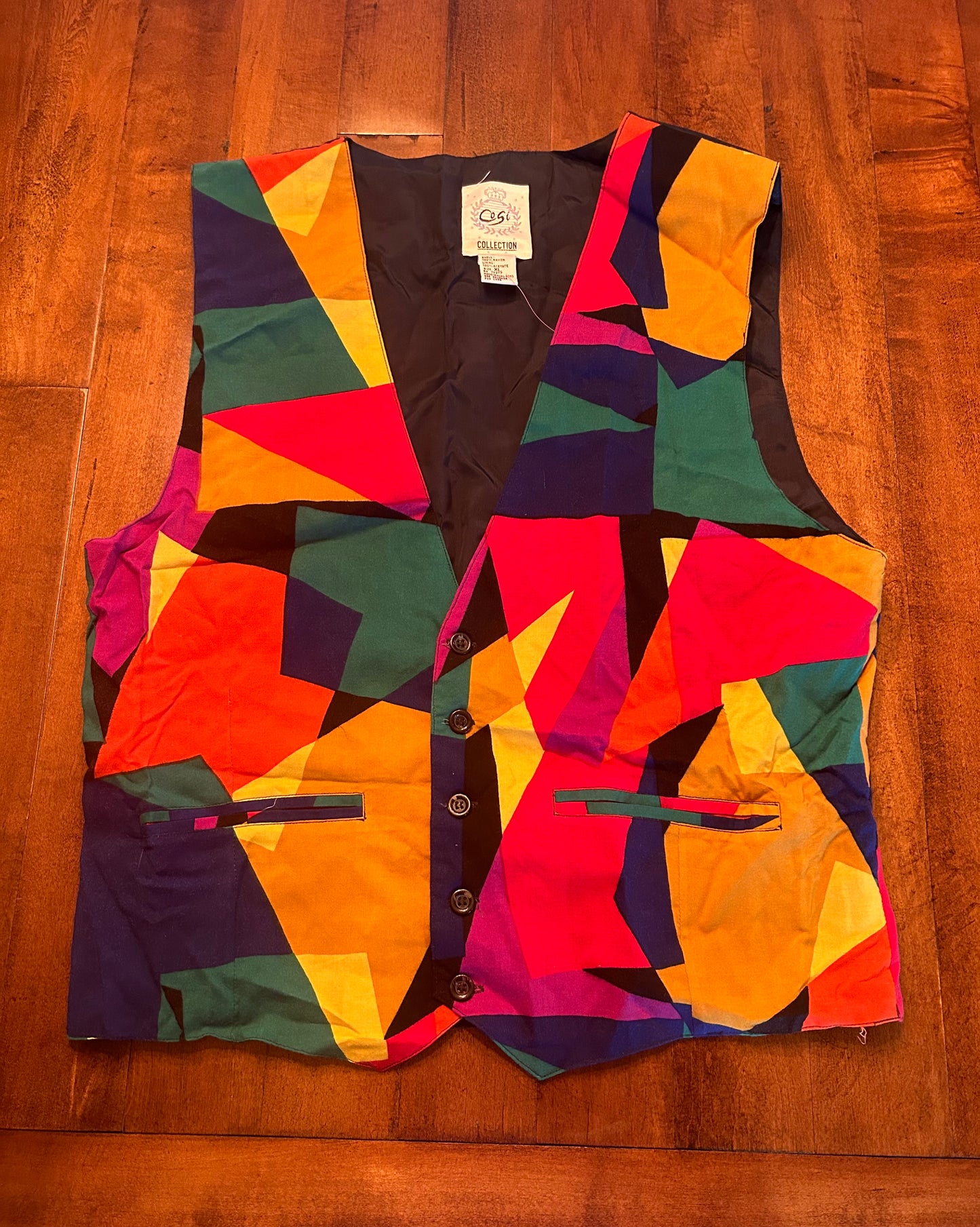 Vintage CoSi Collection Vest with Bold Colors Size XL