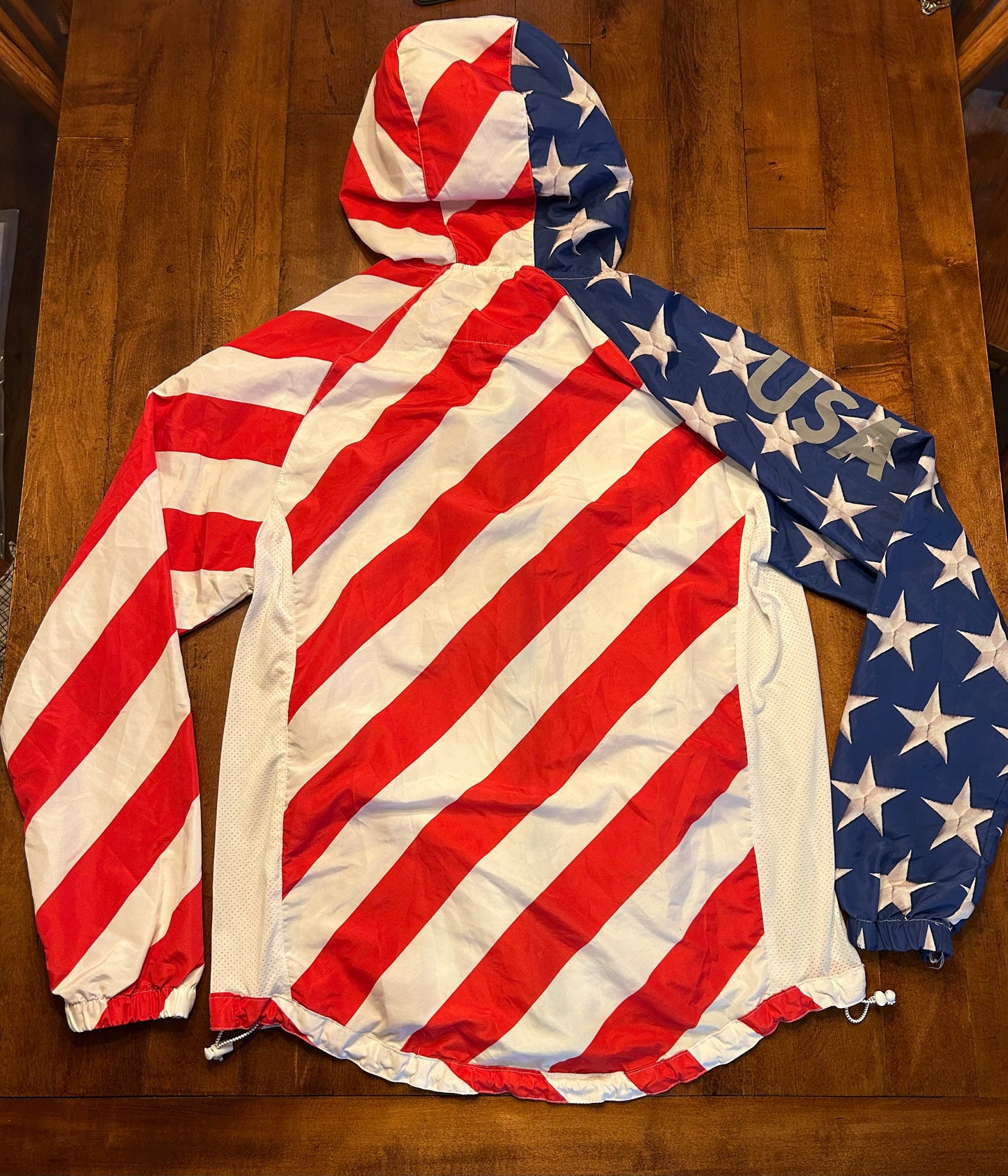 Vintage Trademark Brooklyn Cloth American Flag Wind Breaker Size XL