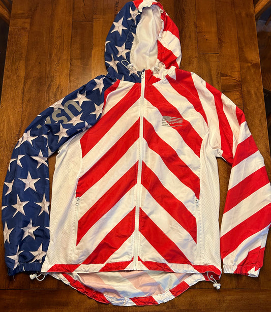 Vintage Trademark Brooklyn Cloth American Flag Wind Breaker Size XL