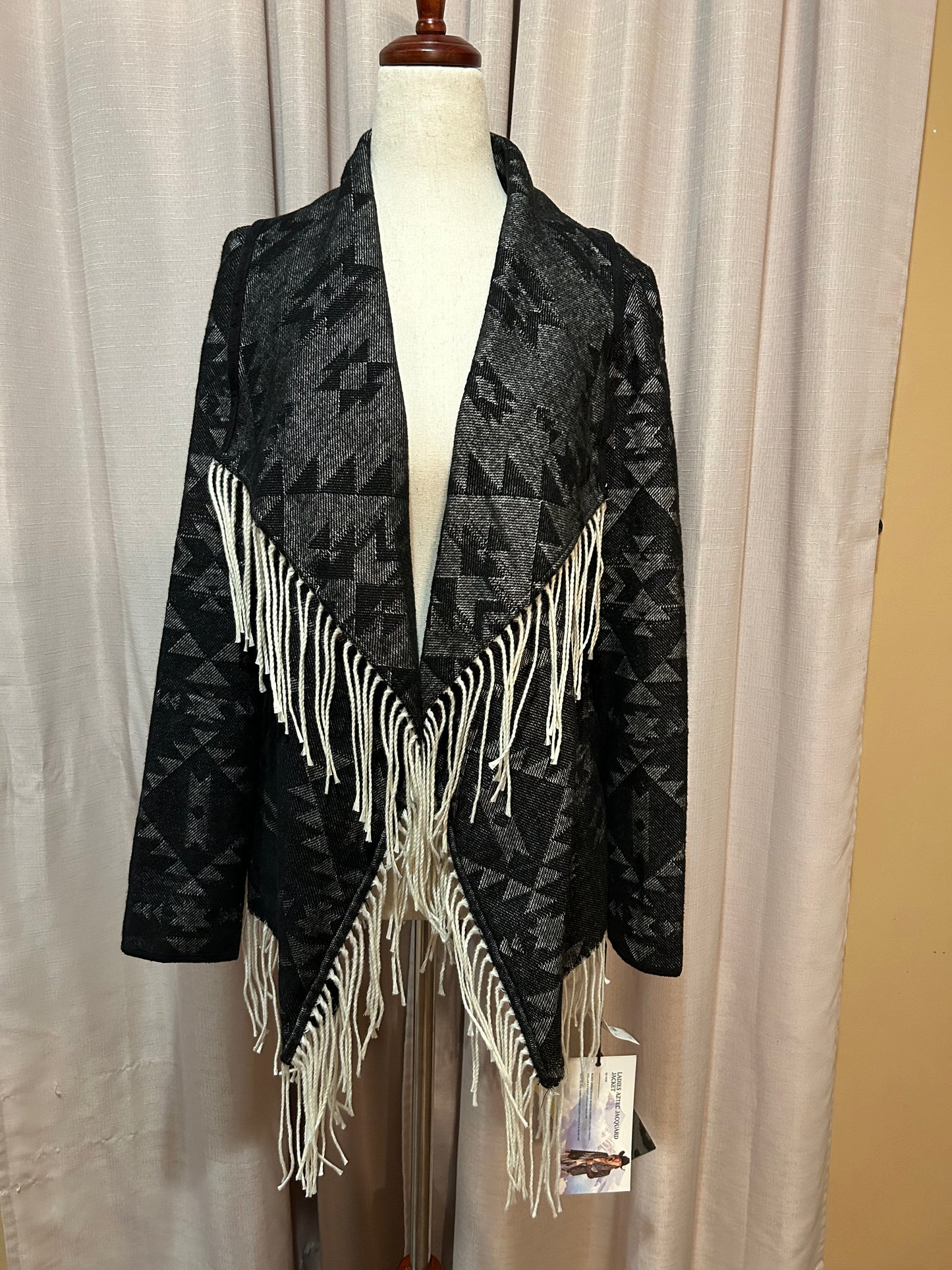 Panhandle Aztec Wool Jacket with Fringe Size XS