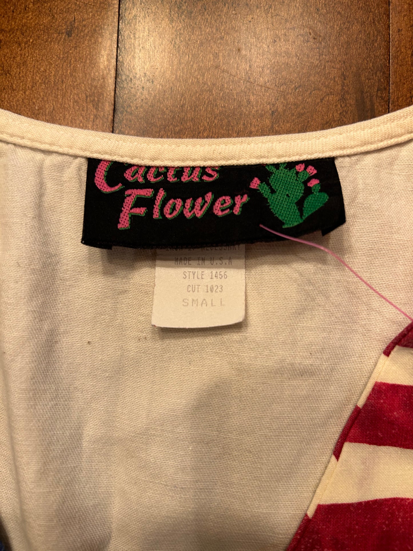 Vintage Cactus Flower American Flag Vest Size S