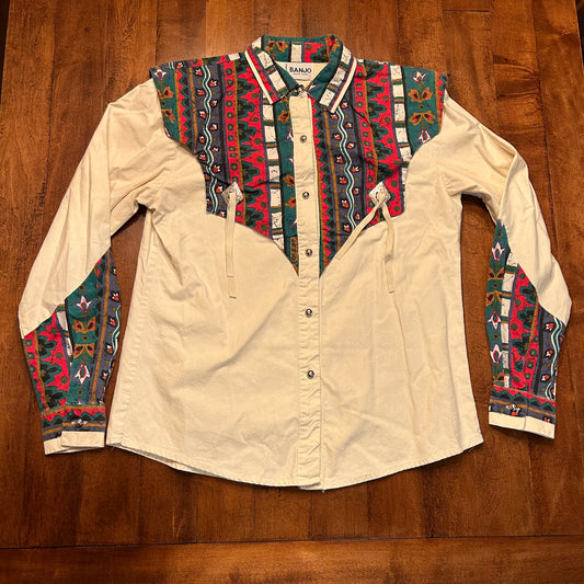 Vintage Banjo Button Up with Conchos Ladies Size M