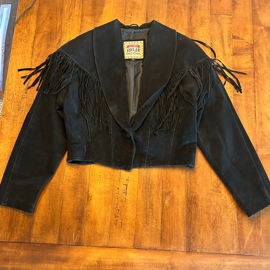 Vintage Adler Genuine Leather Jacket with Fringe Size M