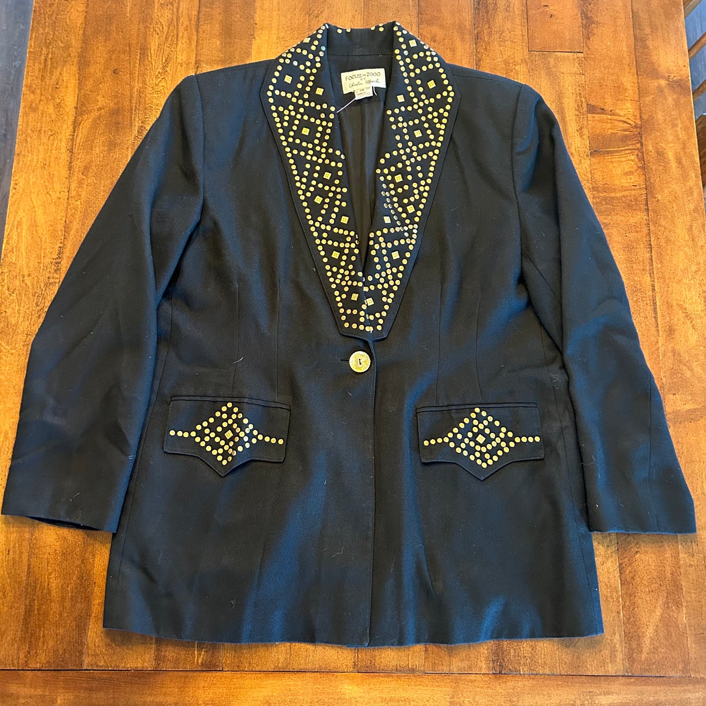 Vintage Focus 2000 by Charles Uluech Blazer with Shoulder Pads Ladies Size 18