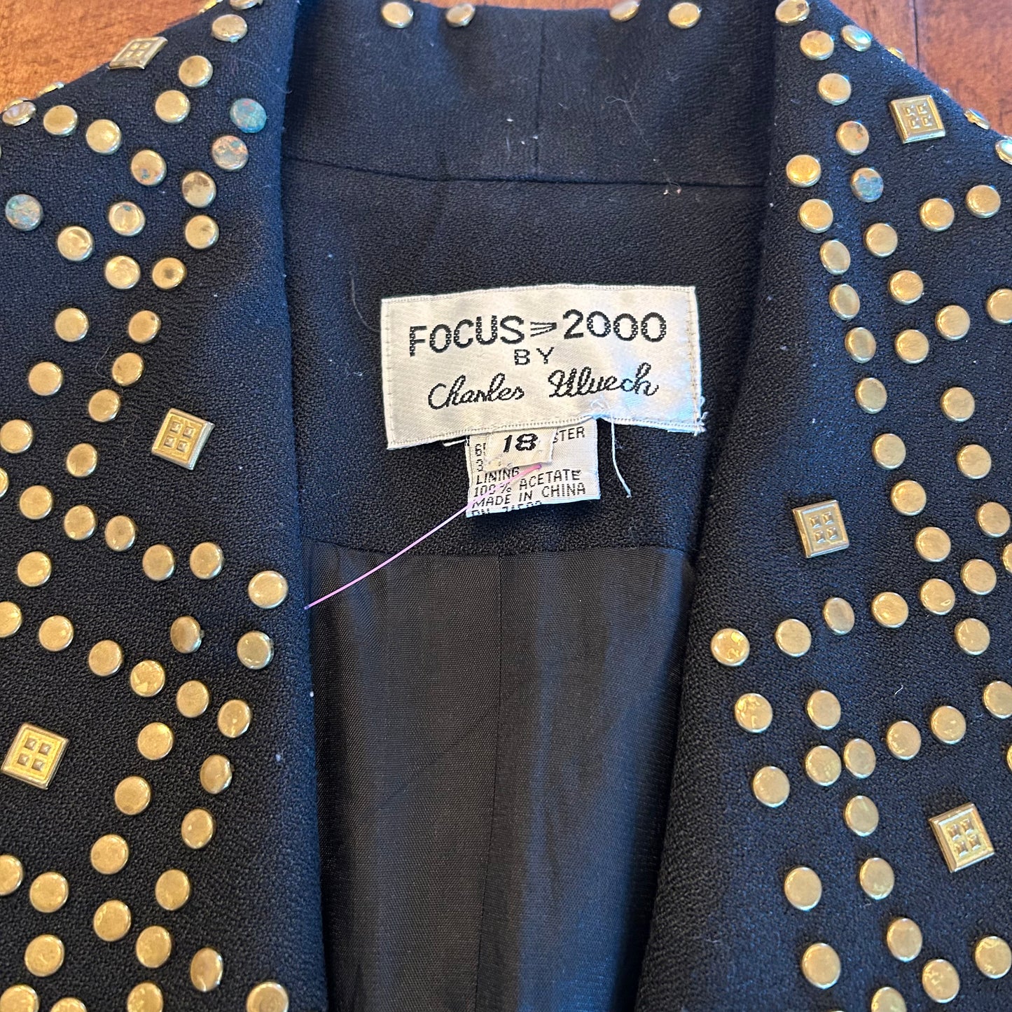 Vintage Focus 2000 by Charles Uluech Blazer with Shoulder Pads Ladies Size 18