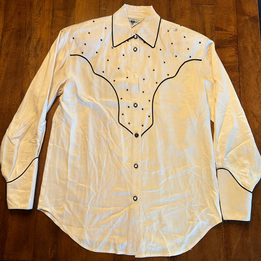 Vintage Baldanza Button Up with Shoulder Pads Ladies Size S/M