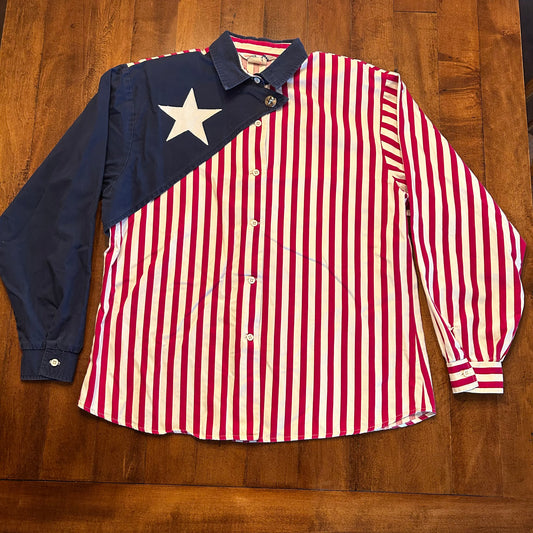 Vintage Roper American Flag Button Up with Shoulder Pads Ladies Size M/L