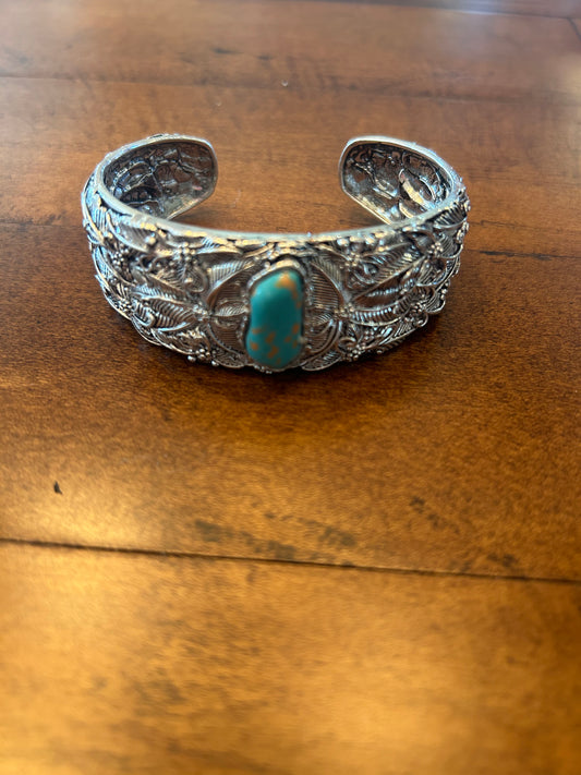 Silver Cuff with Turquoise Stone