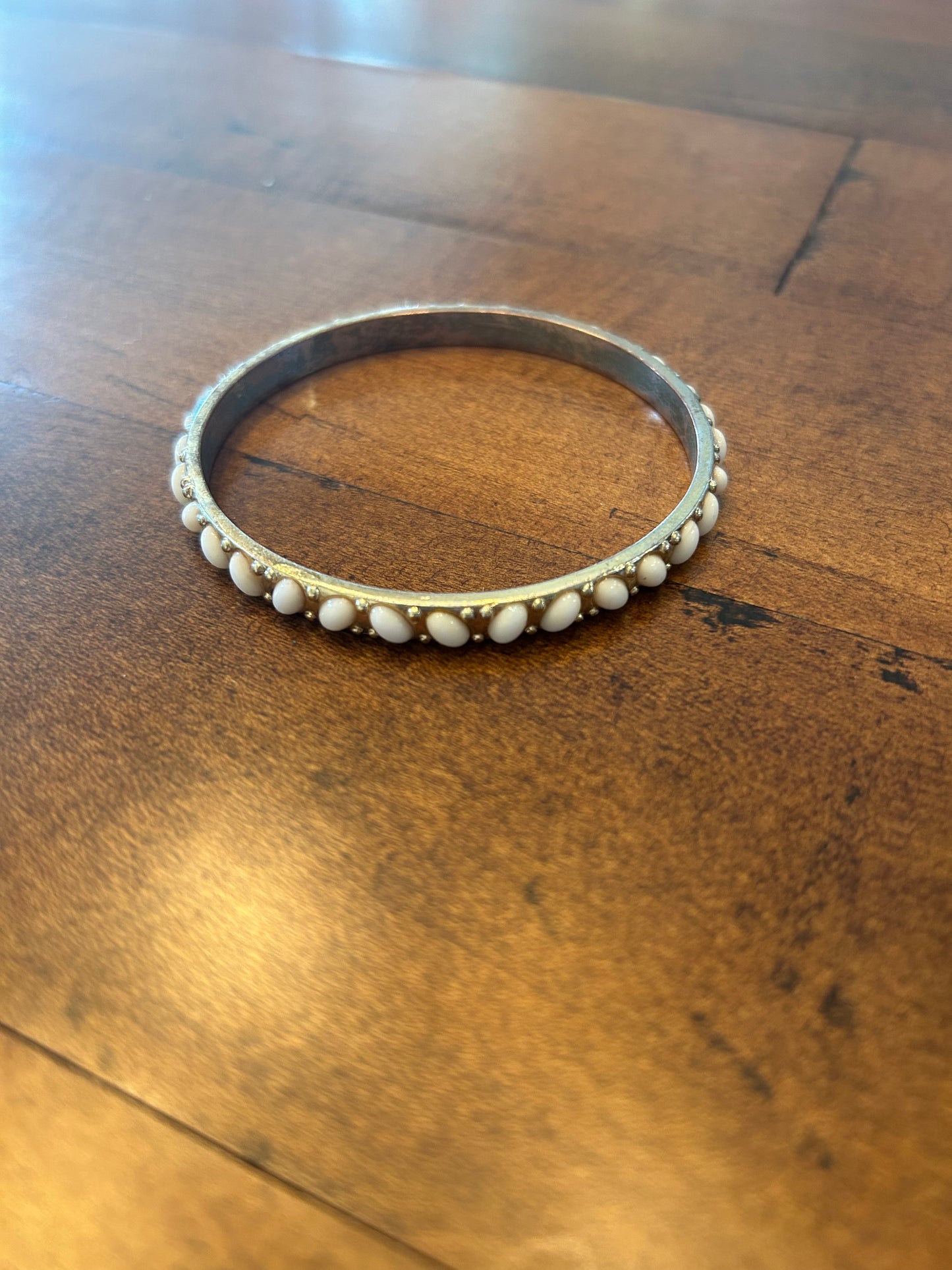 Gold Bracelet with White Stones