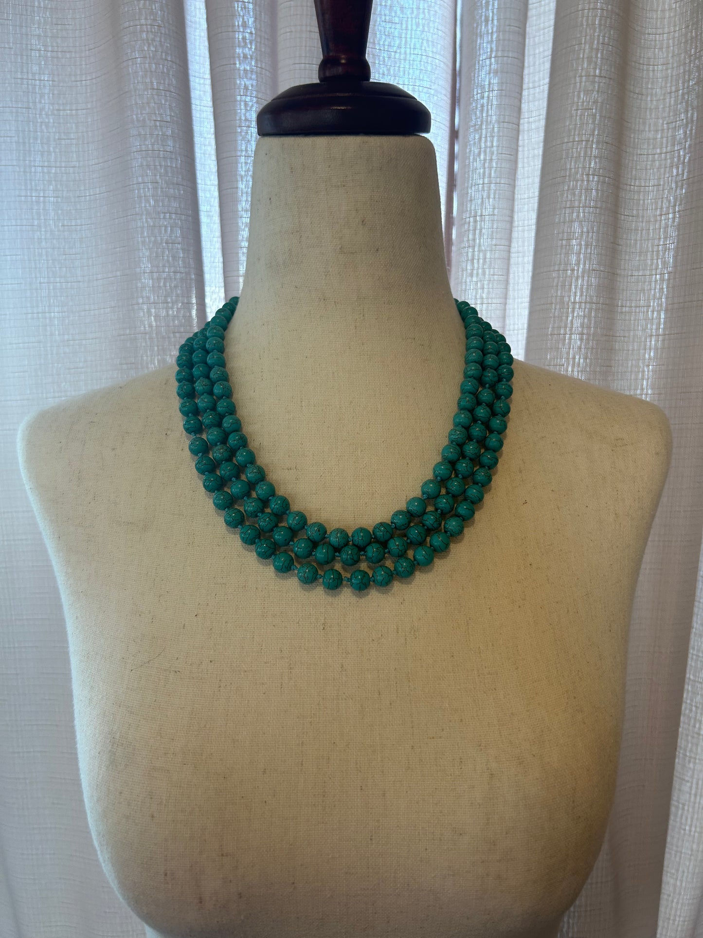 Super Long Turquoise Beaded Necklace with Multiple Ways to Wear!