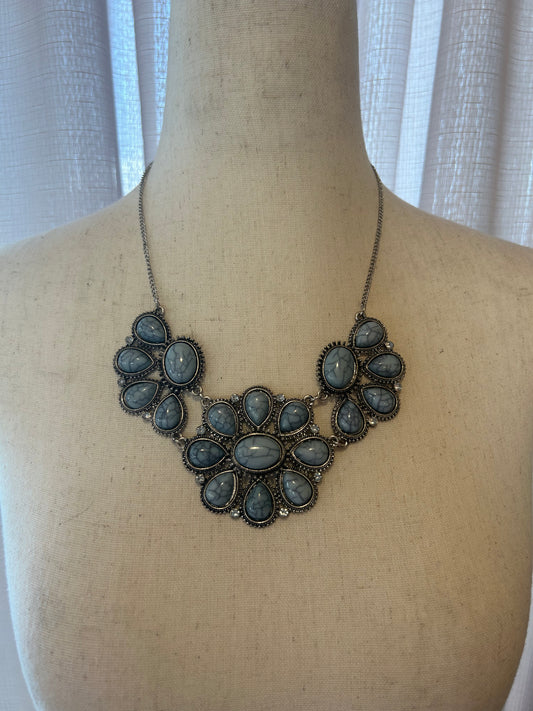 Teal Chunky Silver Necklace