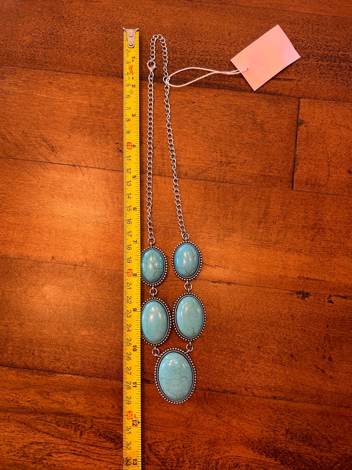 Turquoise Five Stone Silver Necklace