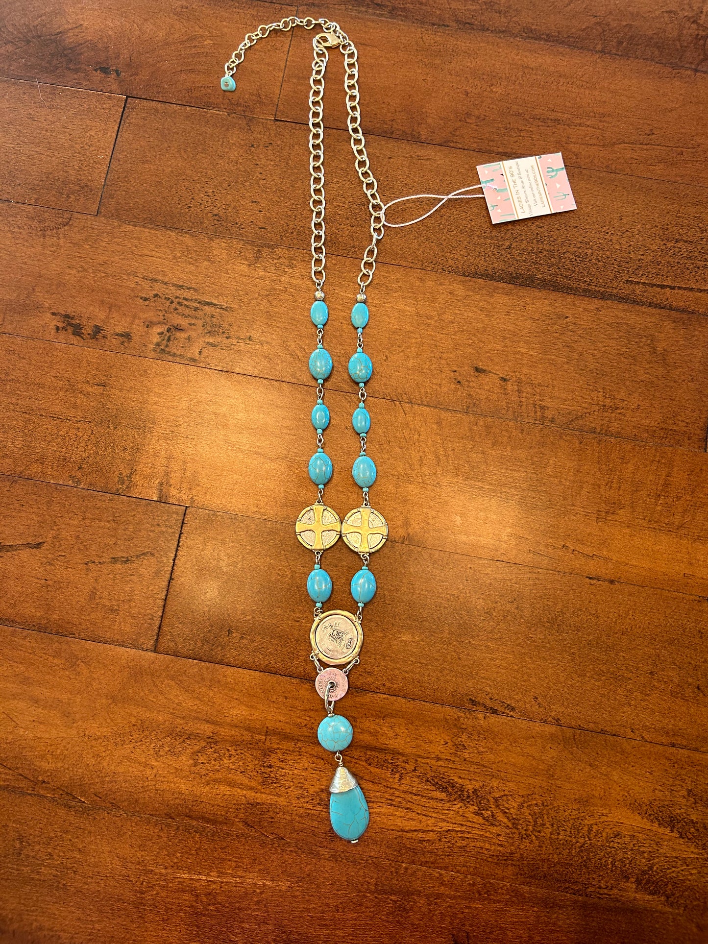 Gold & Turquoise Necklace with Coins