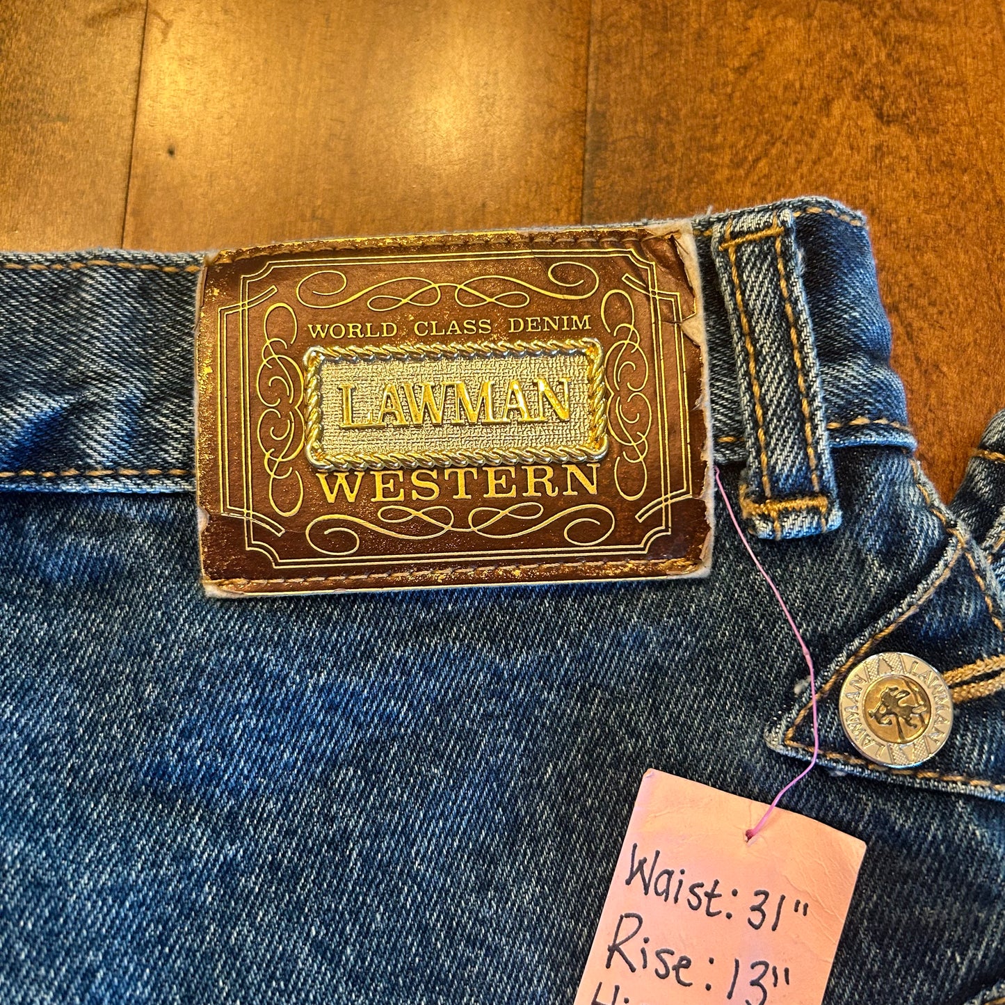 Lawman Bareback Jeans with 3 Buttons on Side Size 31x33