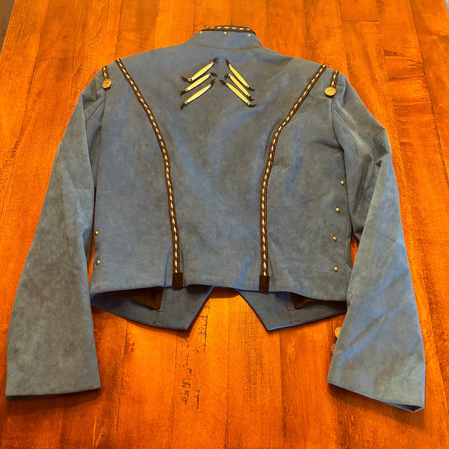 Extremely Rare Jan Lukas Collection Blue Suede Jacket with Braided Horse Hair Size S