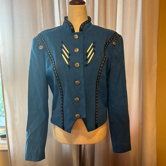 Extremely Rare Jan Lukas Collection Blue Suede Jacket with Braided Horse Hair Size S