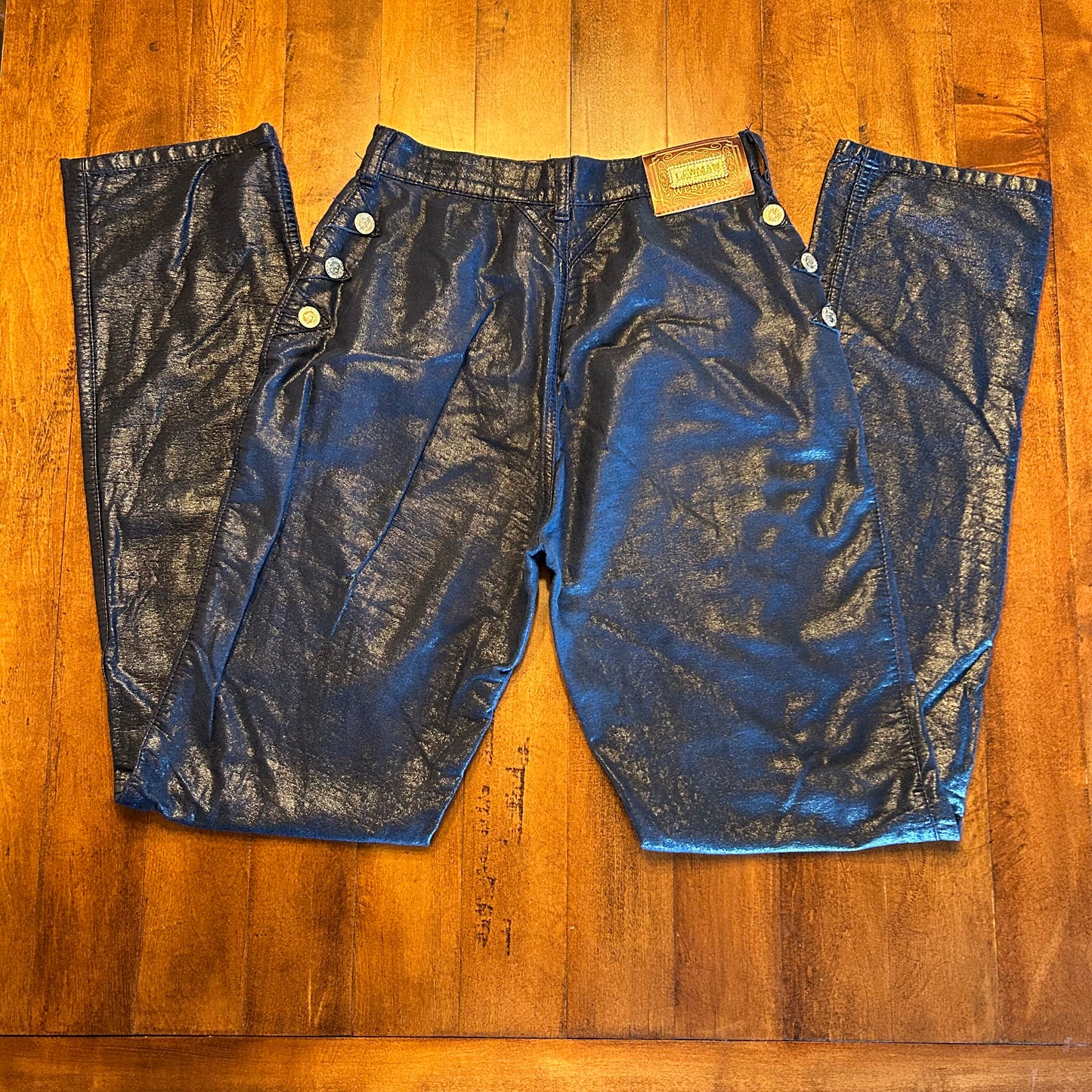 Super Rare Lawman Navy Pleather Pants Size 27x34