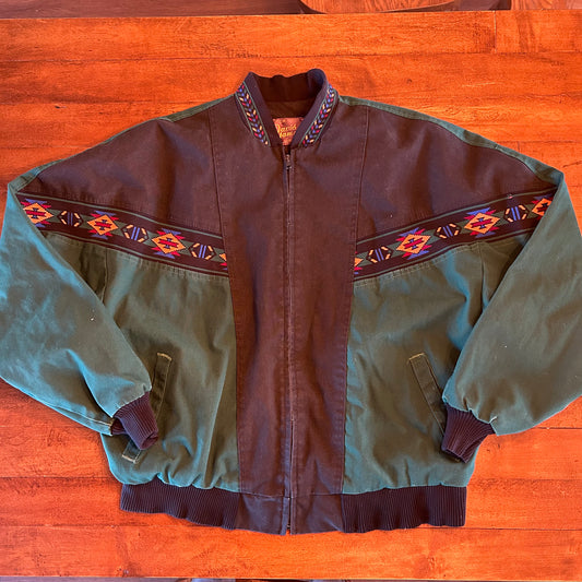 Vintage David James Aztec Bomber Jacket Size L/XL