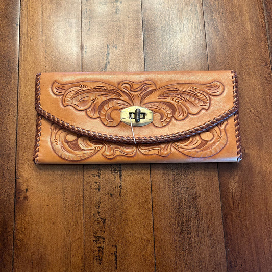 Vintage Leather Wallet with Tooling