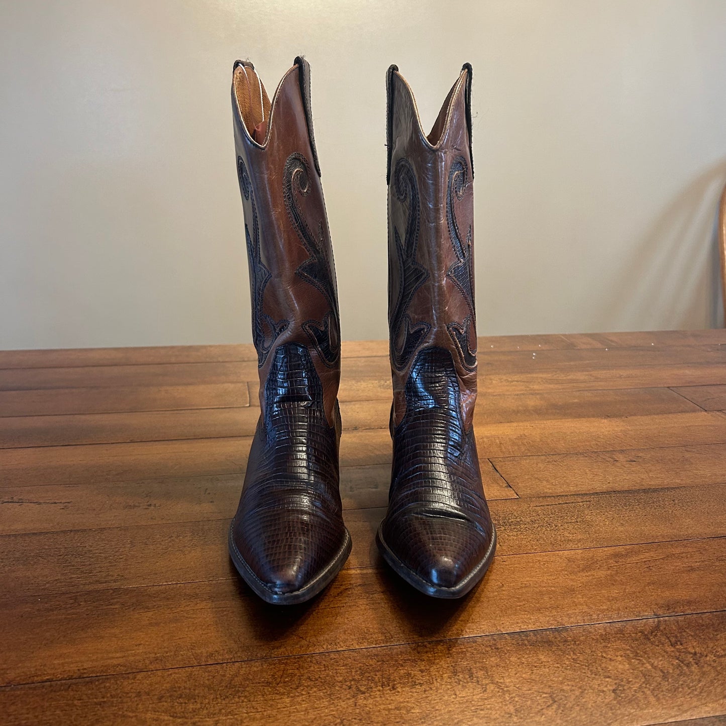 Tecovas Nolan Cowgirl Boots Brown Lizard Skin Size 8N