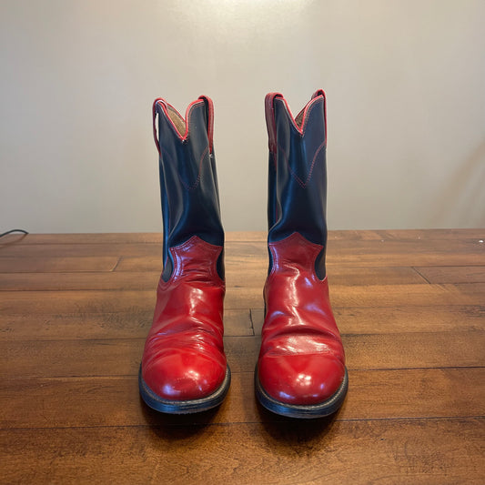 Vintage Justin Diamond J Cowgirl Boots Red and Black Women’s Size 8