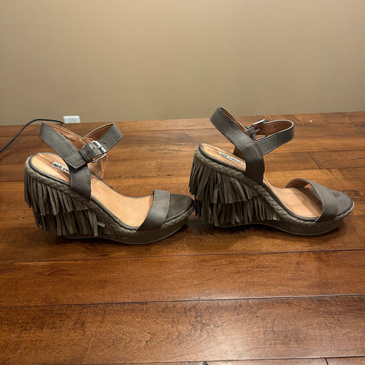 Taupe Fringe Wedges Size 8.5