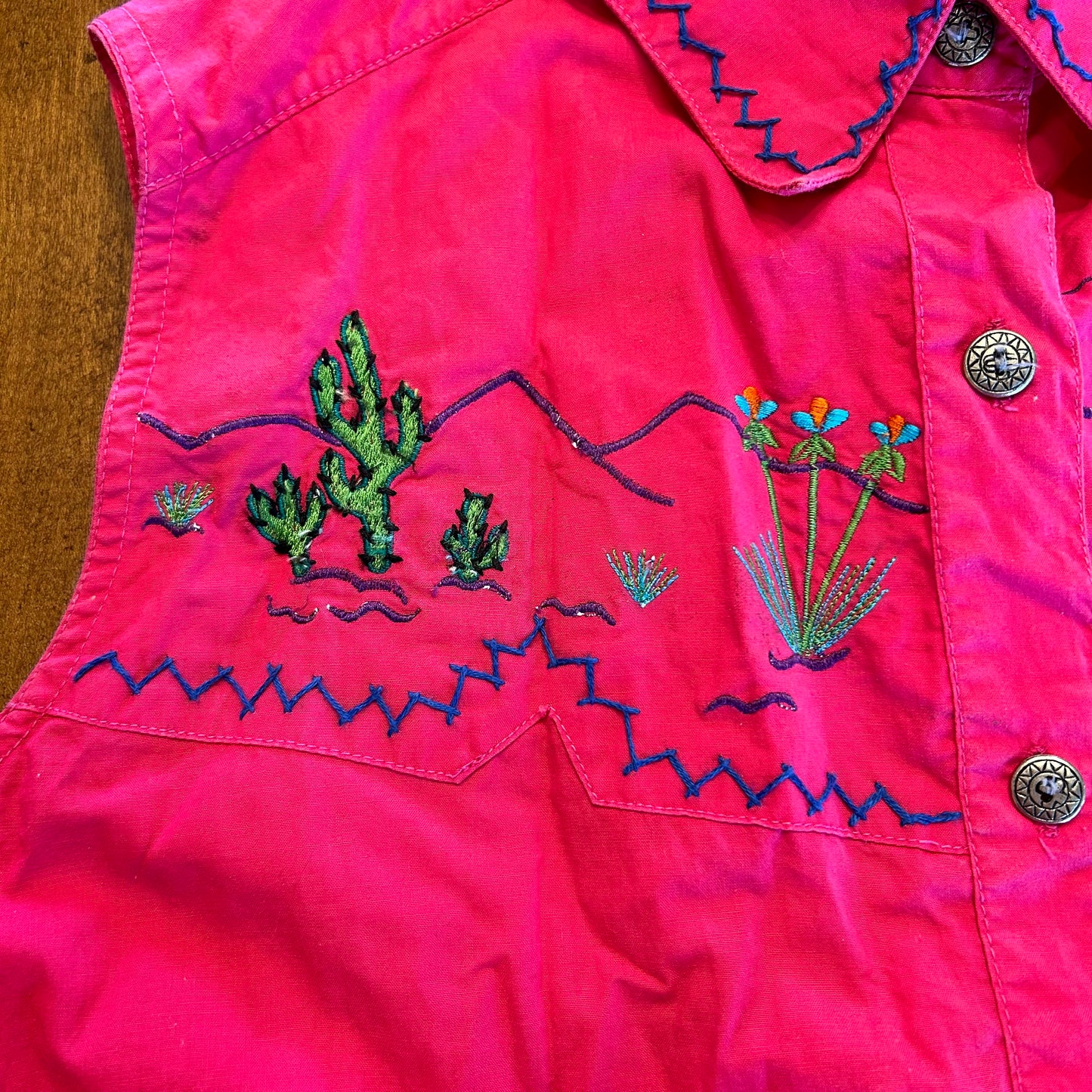 Vintage Rodeo Western Wear Barbie Pink Tank Top Button Up with Tie Size M