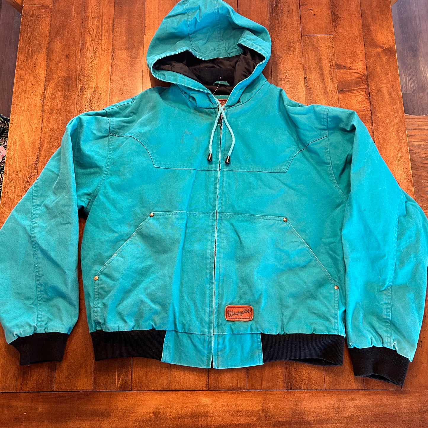 Vintage Wrangler Teal Duck Quilted Jacket with Hood Ladies Size M