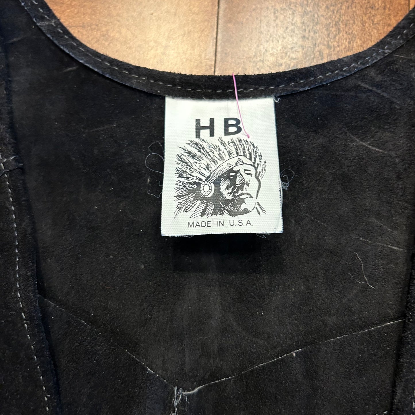 Vintage HB Black Suede Fringed Vest Ladies Size S/M