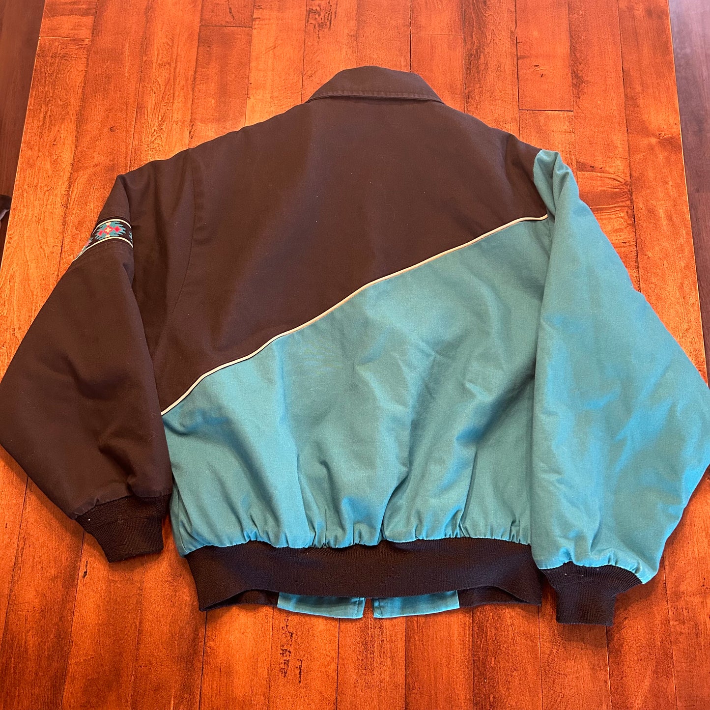 Vintage Canyon Guide Outfitters Teal Aztec Bomber Jacket Size M/L