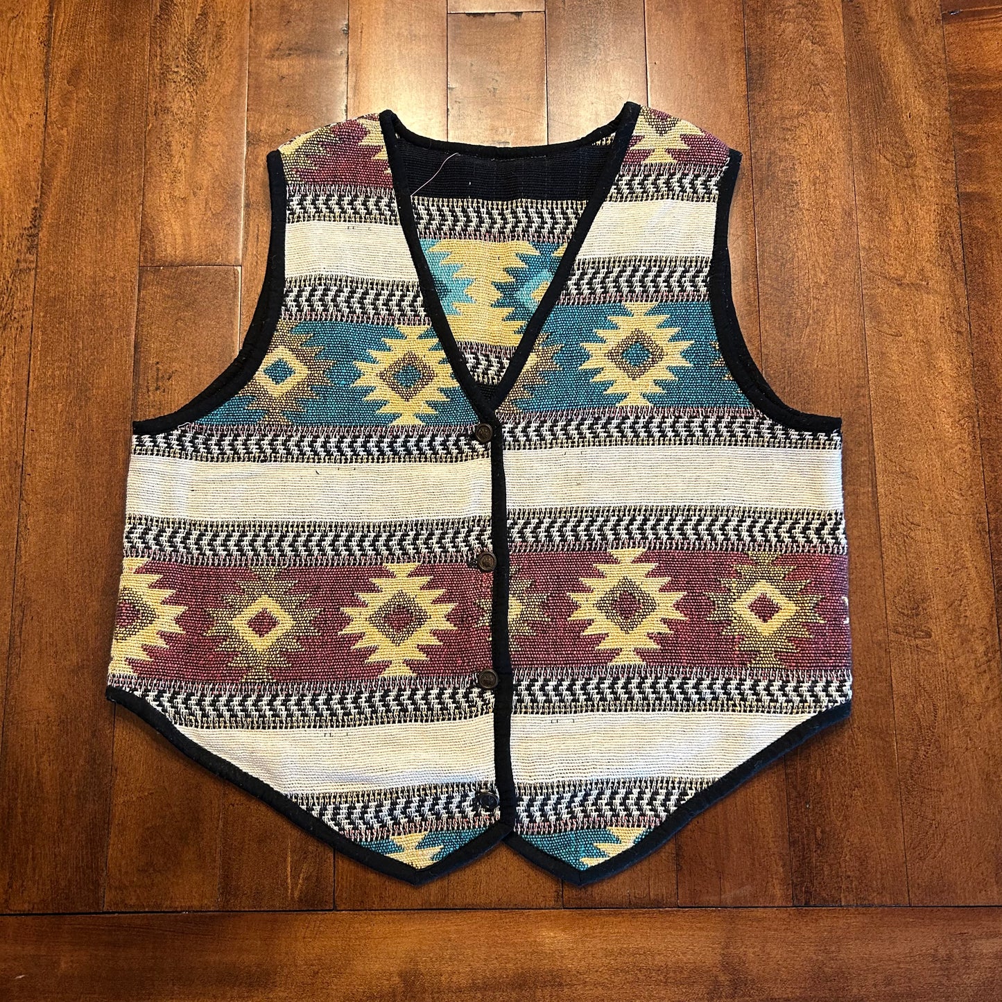 Vintage Reservable Tapestry Aztec Vest Size M/L