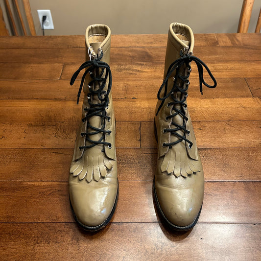 Vintage Diamond J Tan Lace Up Boots Women’s Size 8