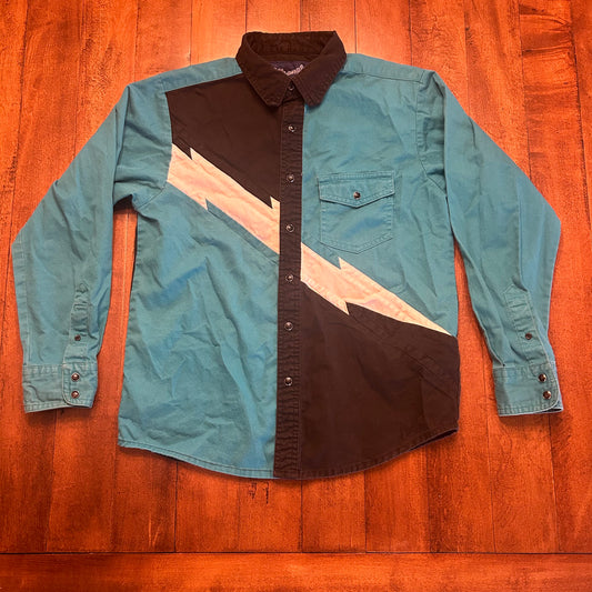 Vintage Wrangler Teal Green Color Block Kids Size L (10-12)