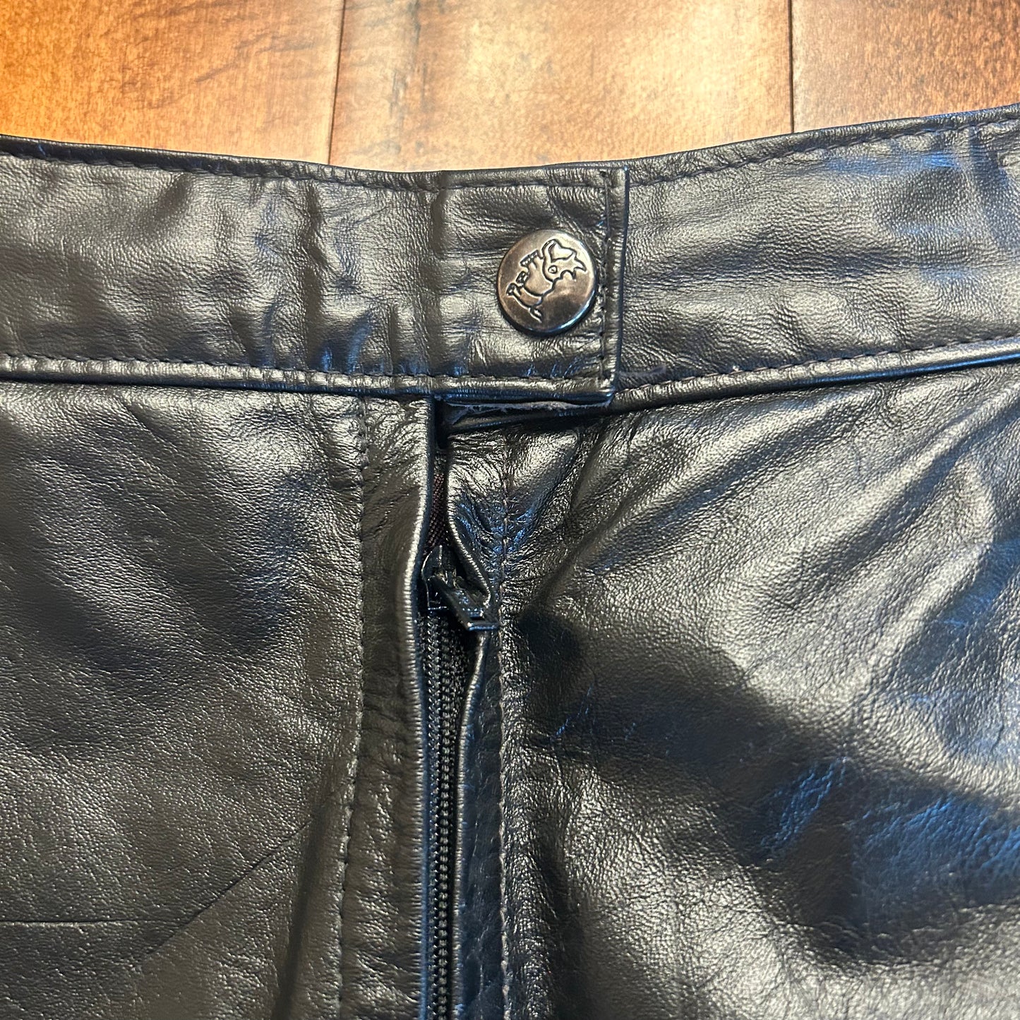 Black Genuine Leather Skirt Size S