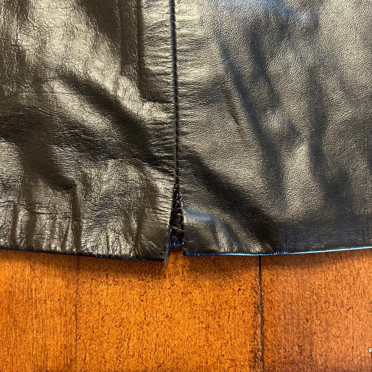 Black Genuine Leather Skirt Size S
